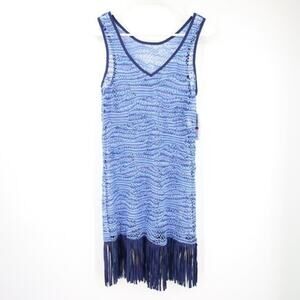 NWT Becca Crochet Beach Coverup Swimsuit Dress Reversible Fringe Size XS
